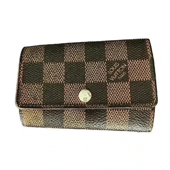 Louis Vuitton Damier Ebene 6 Key Holder Brown Checkered Unisex Luxury - Picture 1 of 5